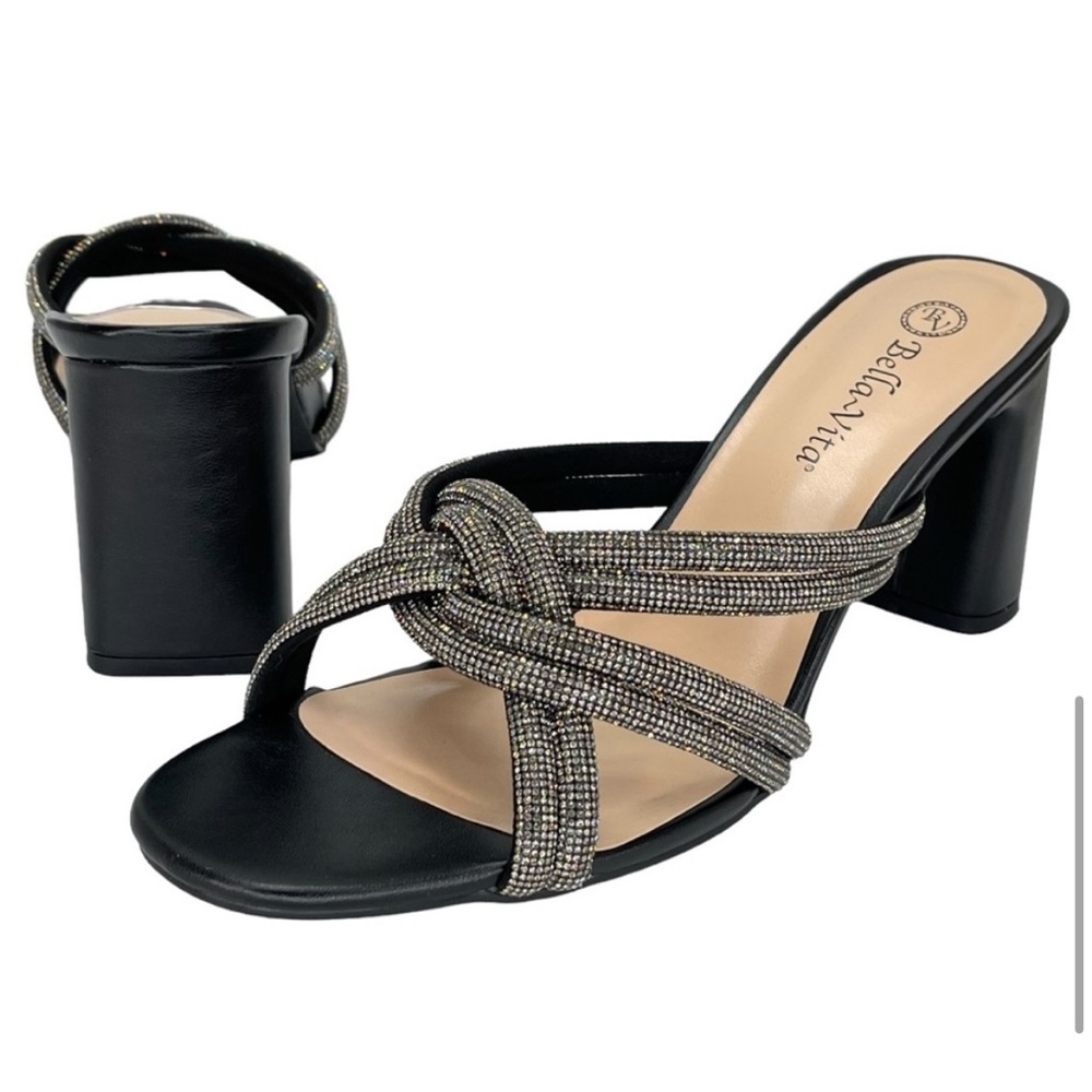 Bella Vita Carmen Black
Rhinestone Strappy Womens
Heeled Sandals Size 11M